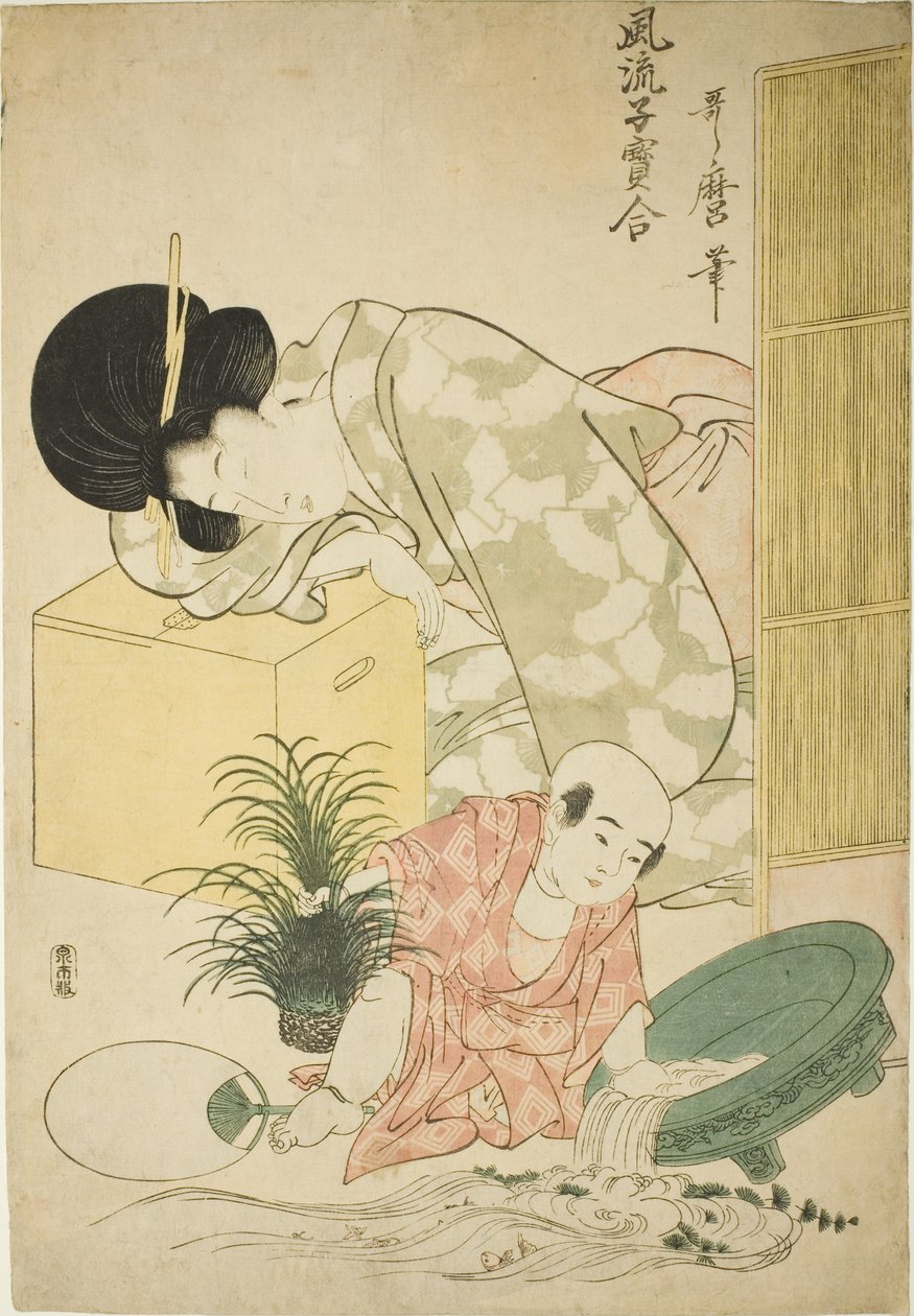Kultakala, sarjasta "Elegant Comparison of Little Treasures (Furyu kodakara awase)" tekijältä Kitagawa Utamaro