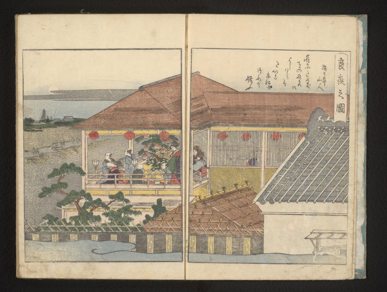 Täysikuun katselu parvekkeelta tekijältä Kitagawa Utamaro