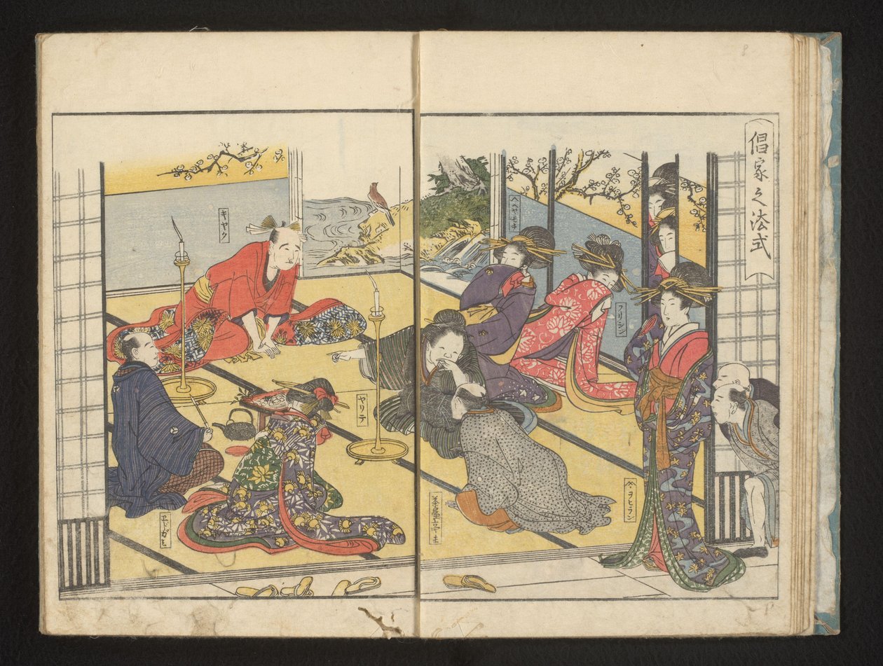 Lachenden kurtisaanit tekijältä Kitagawa Utamaro