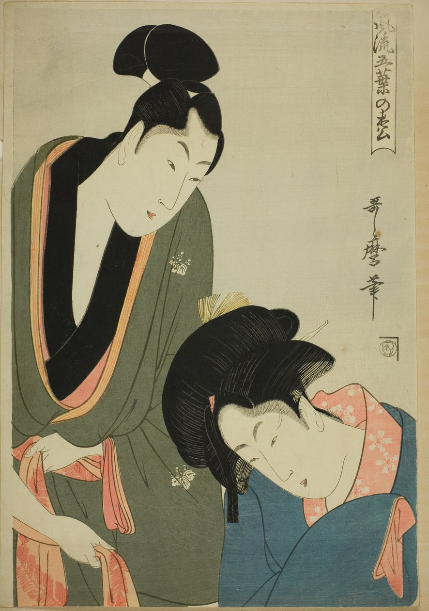 Lovers Parting in the Morning, sarjasta "Elegant Five-Needled Pine (Furyu goyo no matsu)" tekijältä Kitagawa Utamaro