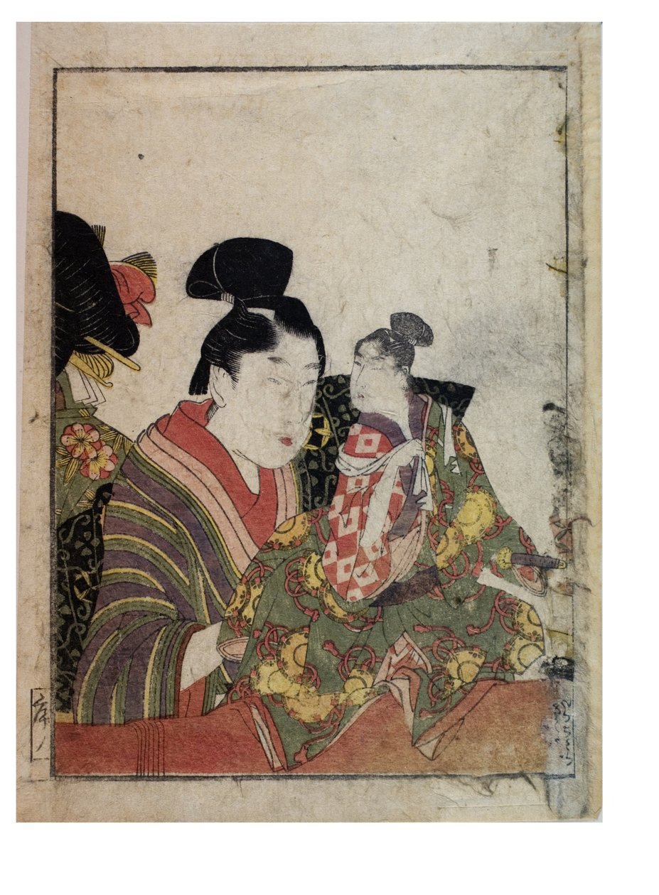 Marionette-kohtaukset mies- ja naismanipulaattoreiden kanssa, c. 1758-1806 (puupainatus paperille) tekijältä Kitagawa Utamaro