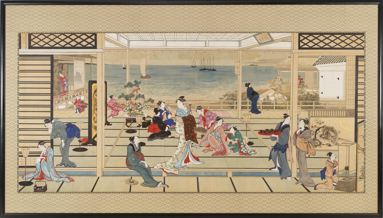 Moonlight Revelry Dozo Sagamissa, Edo-kausi, 1700-luvun loppu - 1800-luvun alku. tekijältä Kitagawa Utamaro