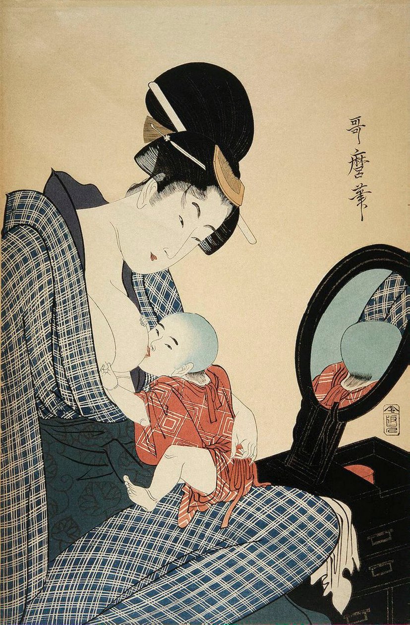 Äiti ja lapsi, 1797. tekijältä Kitagawa Utamaro