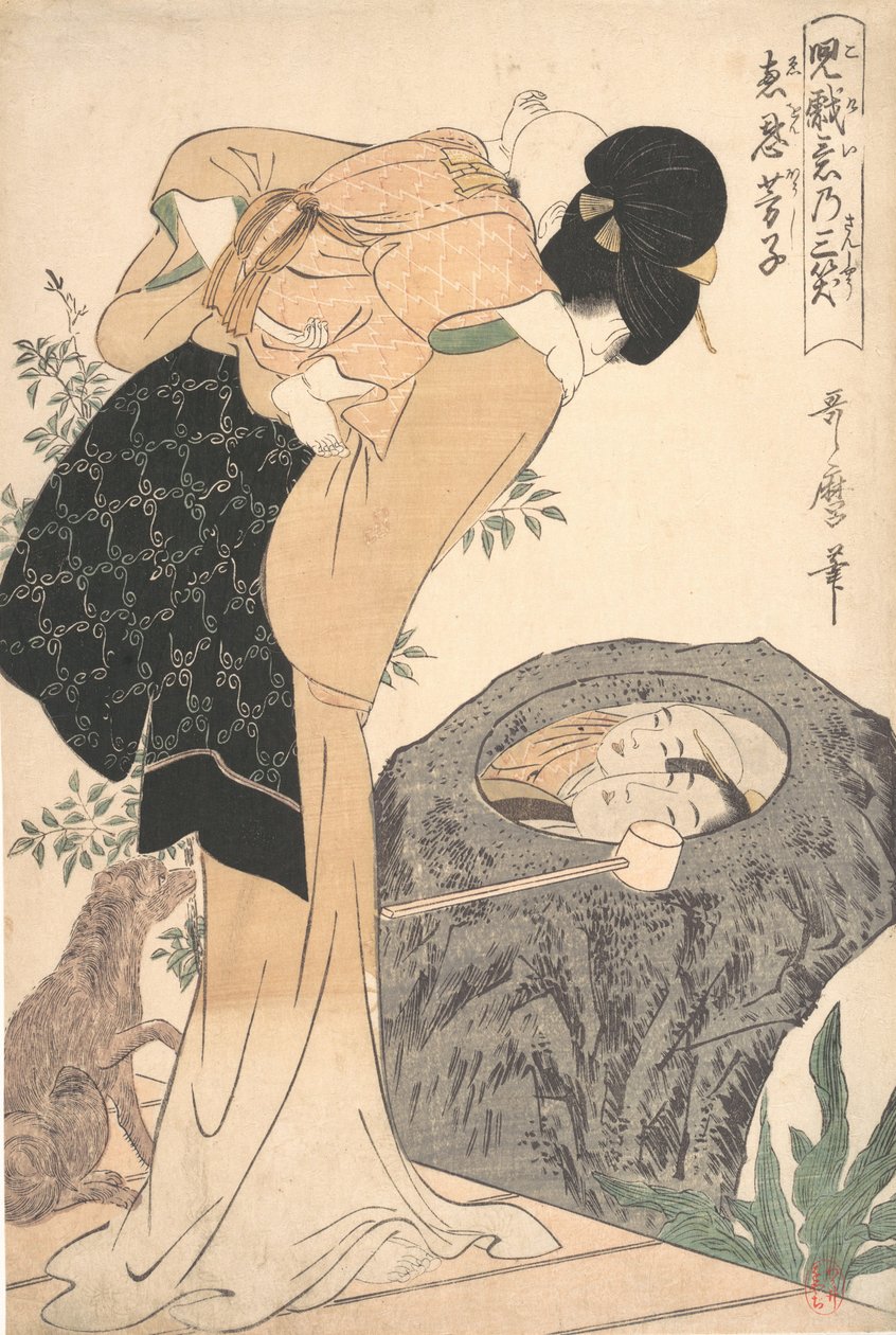 Äiti ja lapsi, n. 1800. tekijältä Kitagawa Utamaro