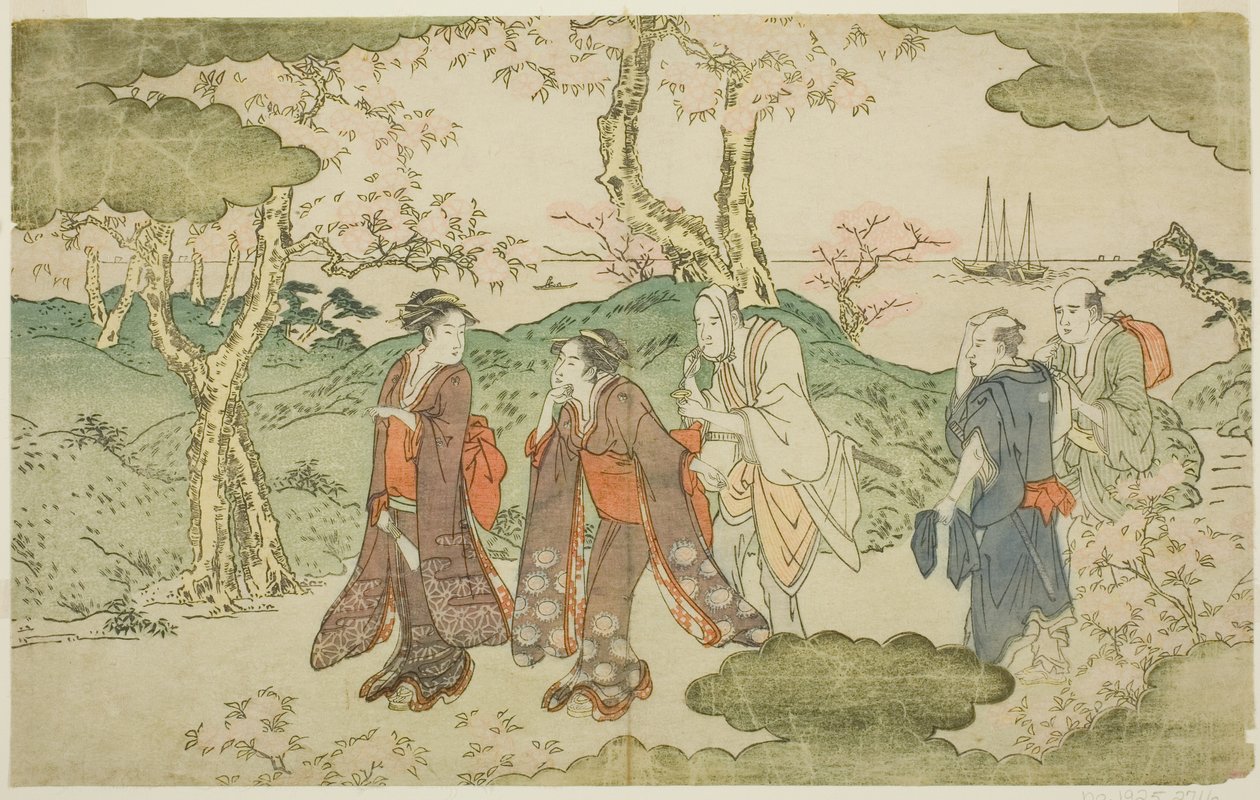 Goten-vuori kuvitetusta kirjasta "Fugenin patsas (Fugen-zo)" tekijältä Kitagawa Utamaro