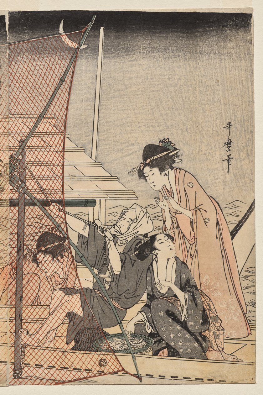 Verkkokalastus yöllä tekijältä Kitagawa Utamaro