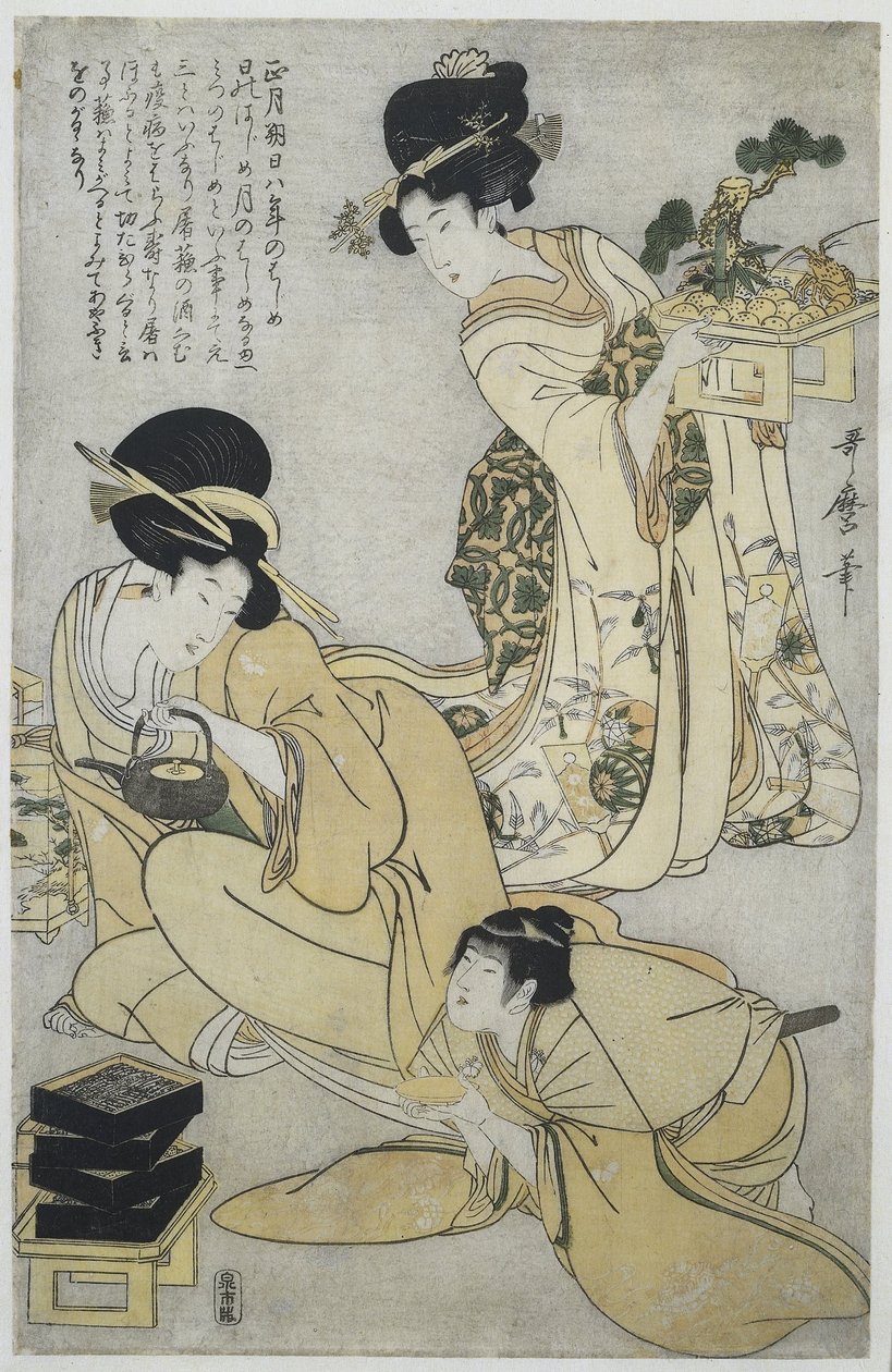 Uusivuosi Vuoden viisi festivaalia (sarjan nimi) tekijältä Kitagawa Utamaro