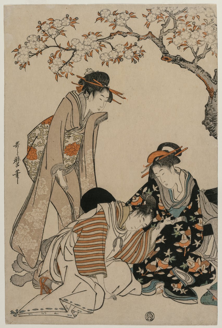 Parodia keisarillisen vaunun kohtauksesta, c. 1798. tekijältä Kitagawa Utamaro