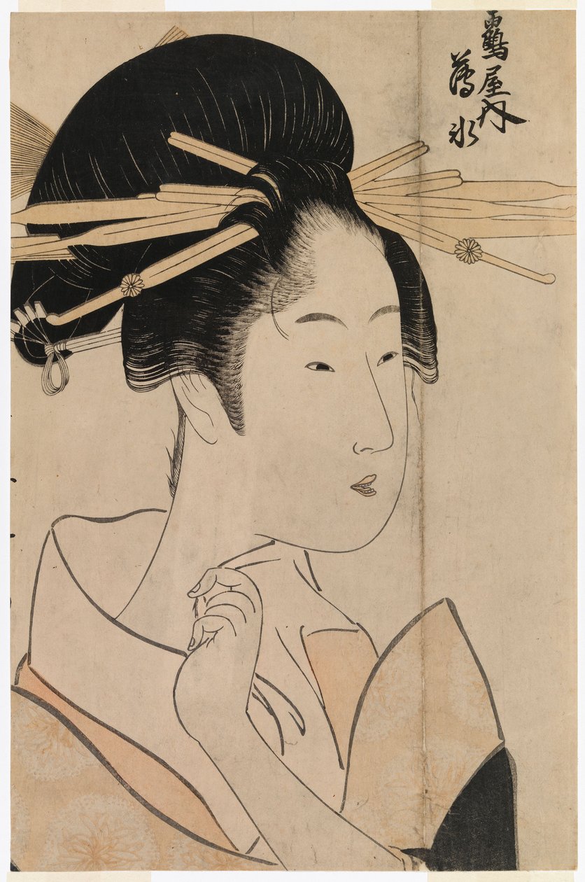Uyon teehuoneen geishan muotokuva tekijältä Kitagawa Utamaro