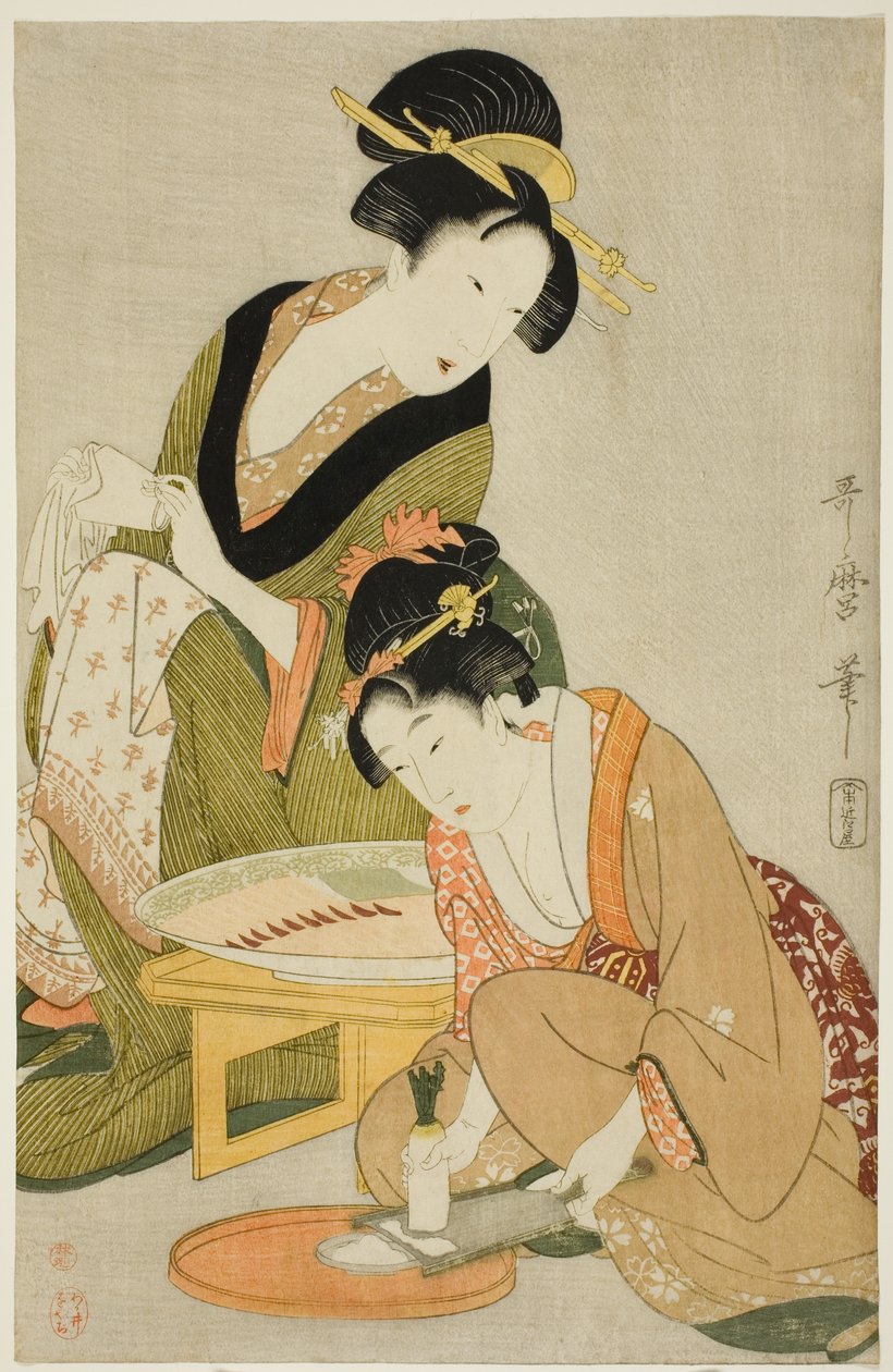 Aterian valmistaminen tekijältä Kitagawa Utamaro