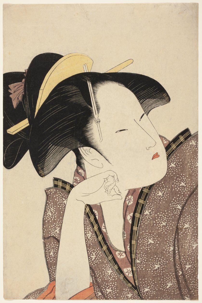 Heijastava rakkaus, sarjasta "Runojen antologia: Rakkausosasto (Kasen koi no bu) (Mono-omou koi)" tekijältä Kitagawa Utamaro