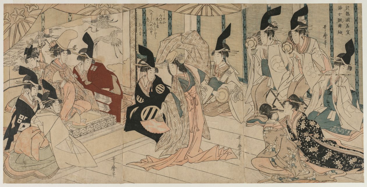 Kohtaus mukautettu näytelmästä The Treasury of Loyal Retainers (Chushingura) tekijältä Kitagawa Utamaro