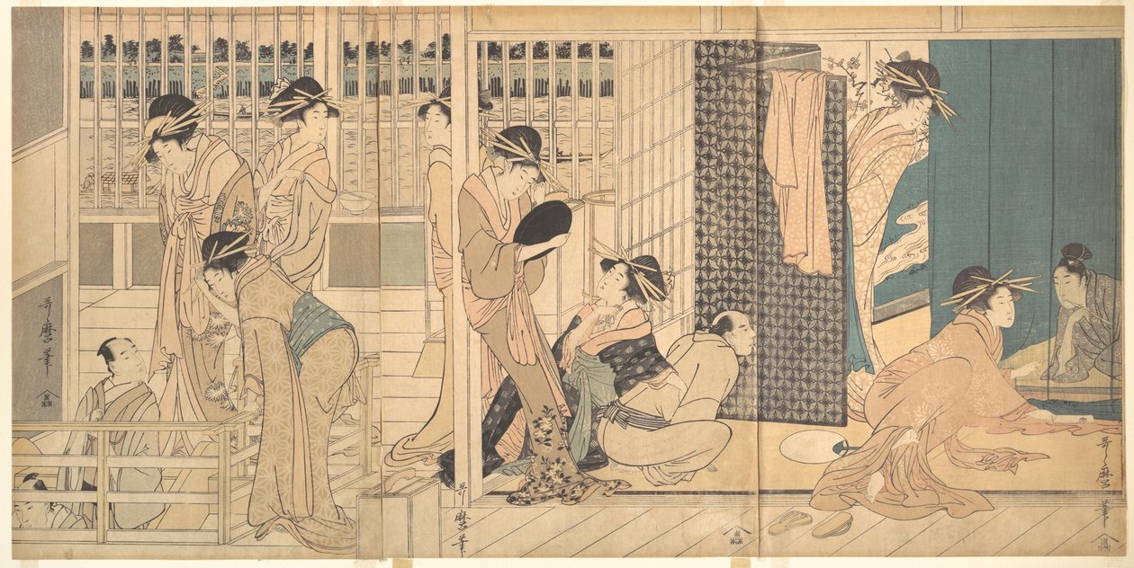 Kohtaus Yoshiwarassa tekijältä Kitagawa Utamaro