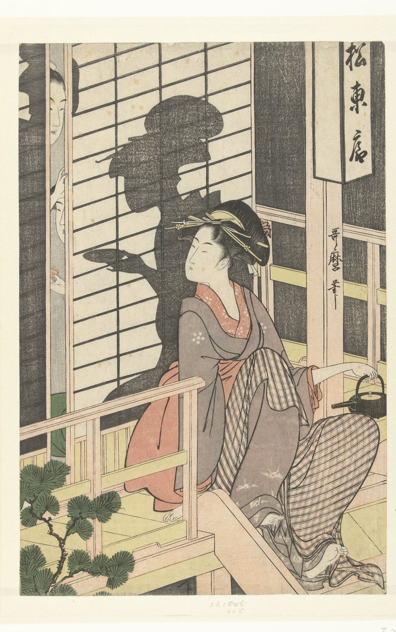 Tarjoilija Matsu Higashiya -teehuoneessa tekijältä Kitagawa Utamaro