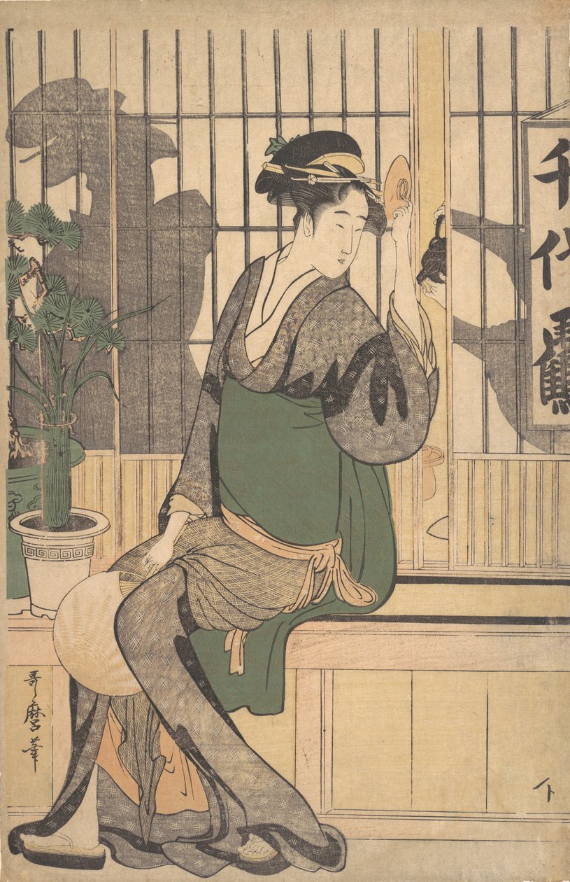 Shadows on the Shoji, 1790-luku. tekijältä Kitagawa Utamaro