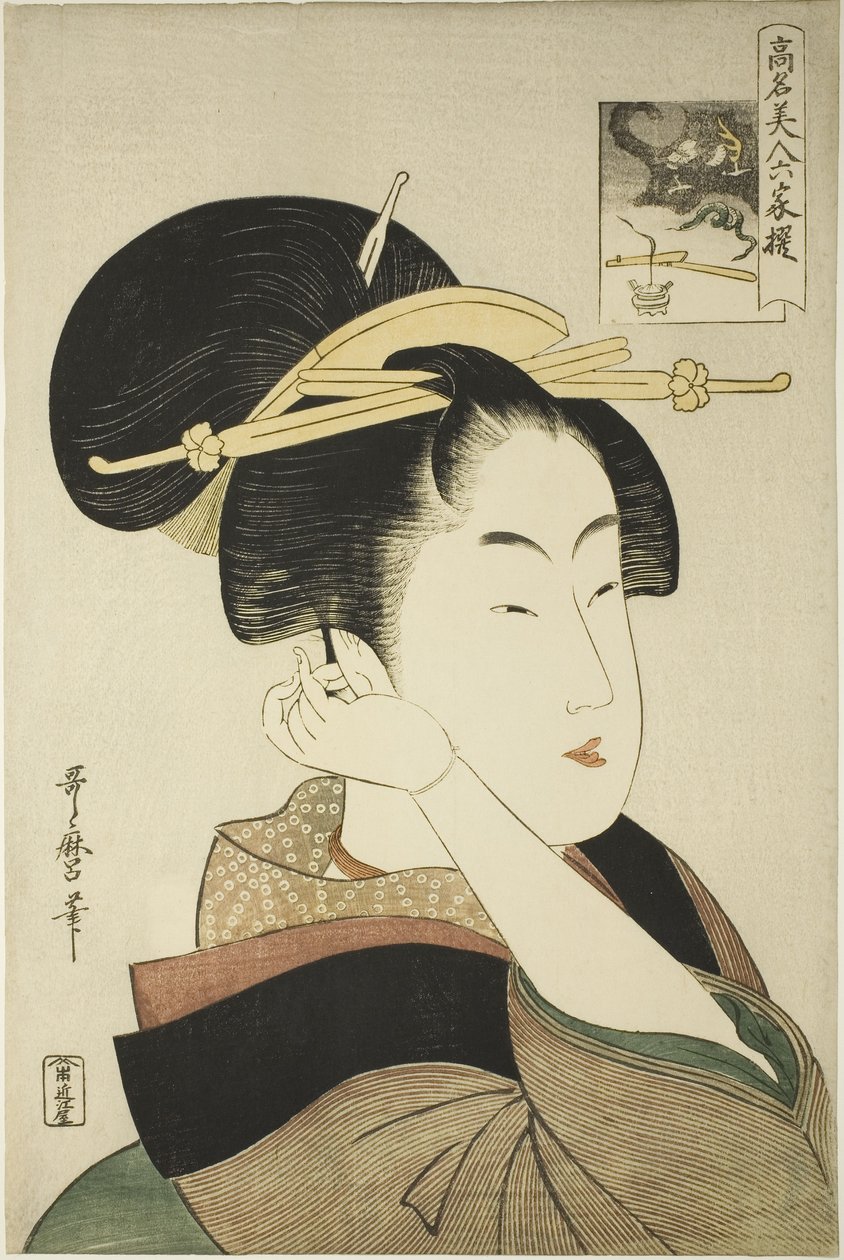 Tatsumi Roko, sarjasta Tunnetut kaunokaiset verrataan kuuteen kuolemattomaan runoilijaan tekijältä Kitagawa Utamaro