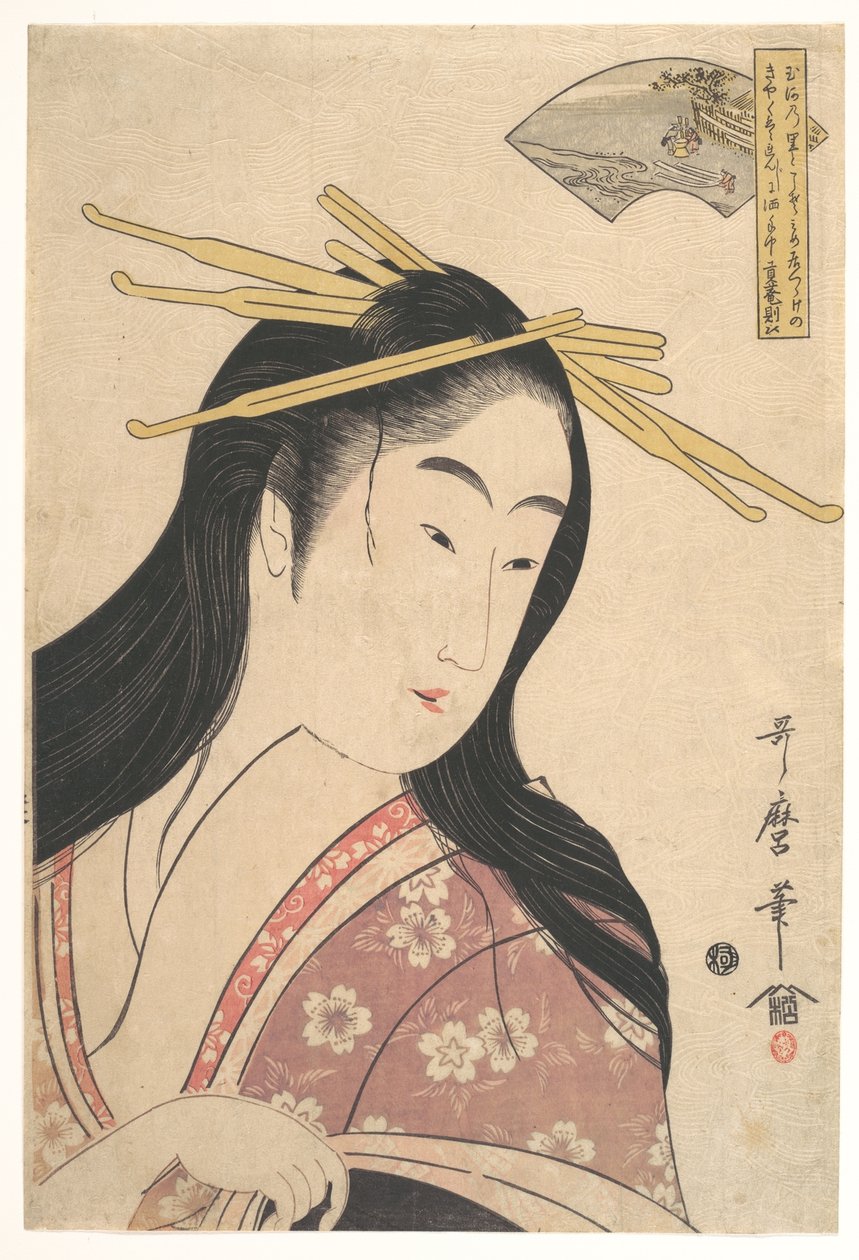 Tetsukuri no Tamagawa, sarjasta "Kuusi Tama-jokea" (Mu Tamagawa) tekijältä Kitagawa Utamaro