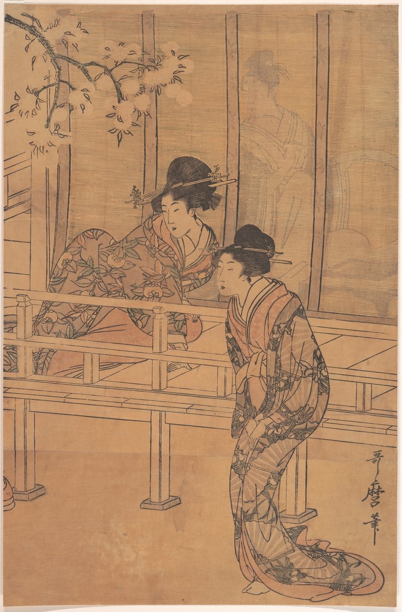 Prinsessa Aoi vierailee Rokujōn rouvan luona tekijältä Kitagawa Utamaro