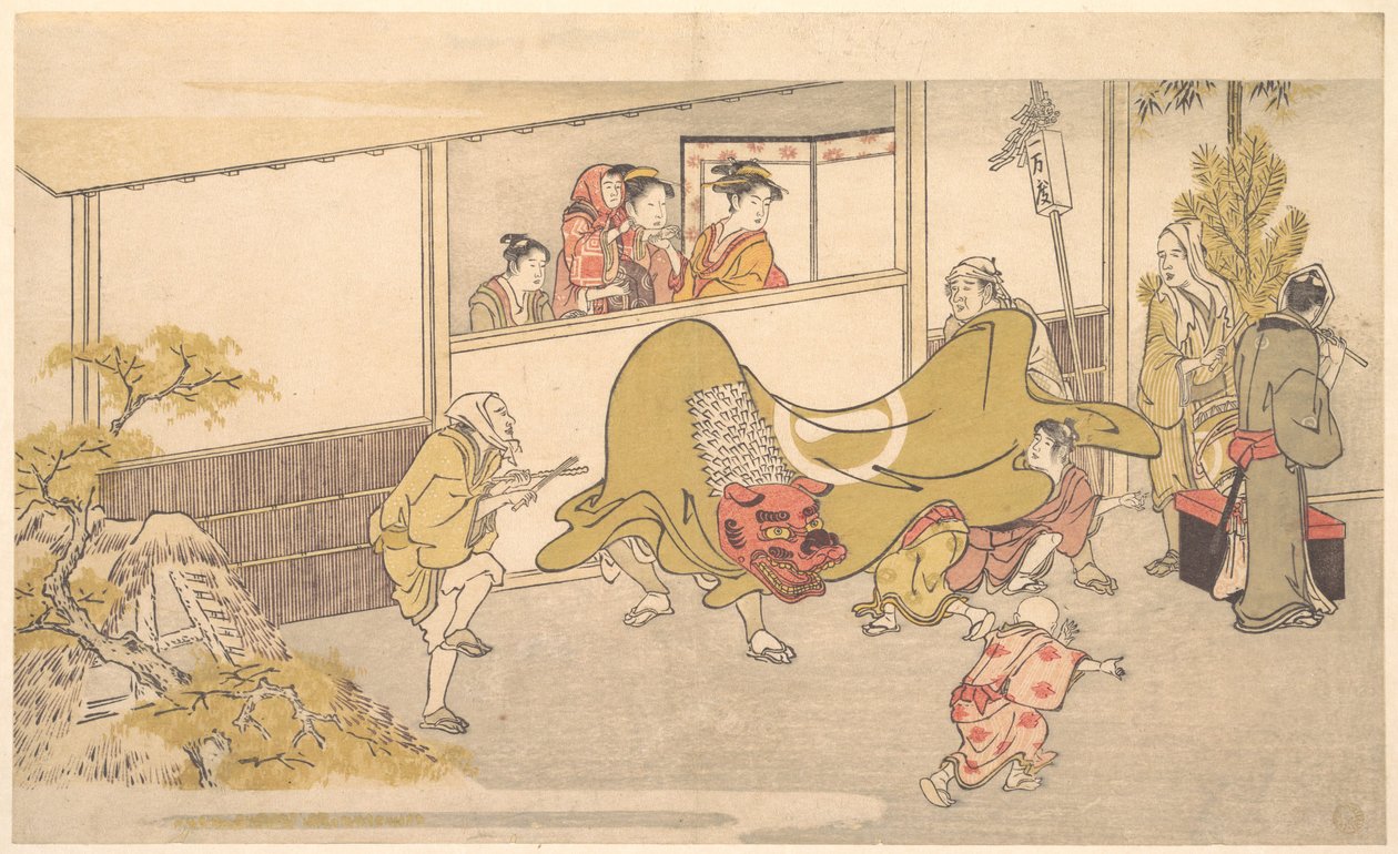 Leijonatanssi tekijältä Kitagawa Utamaro