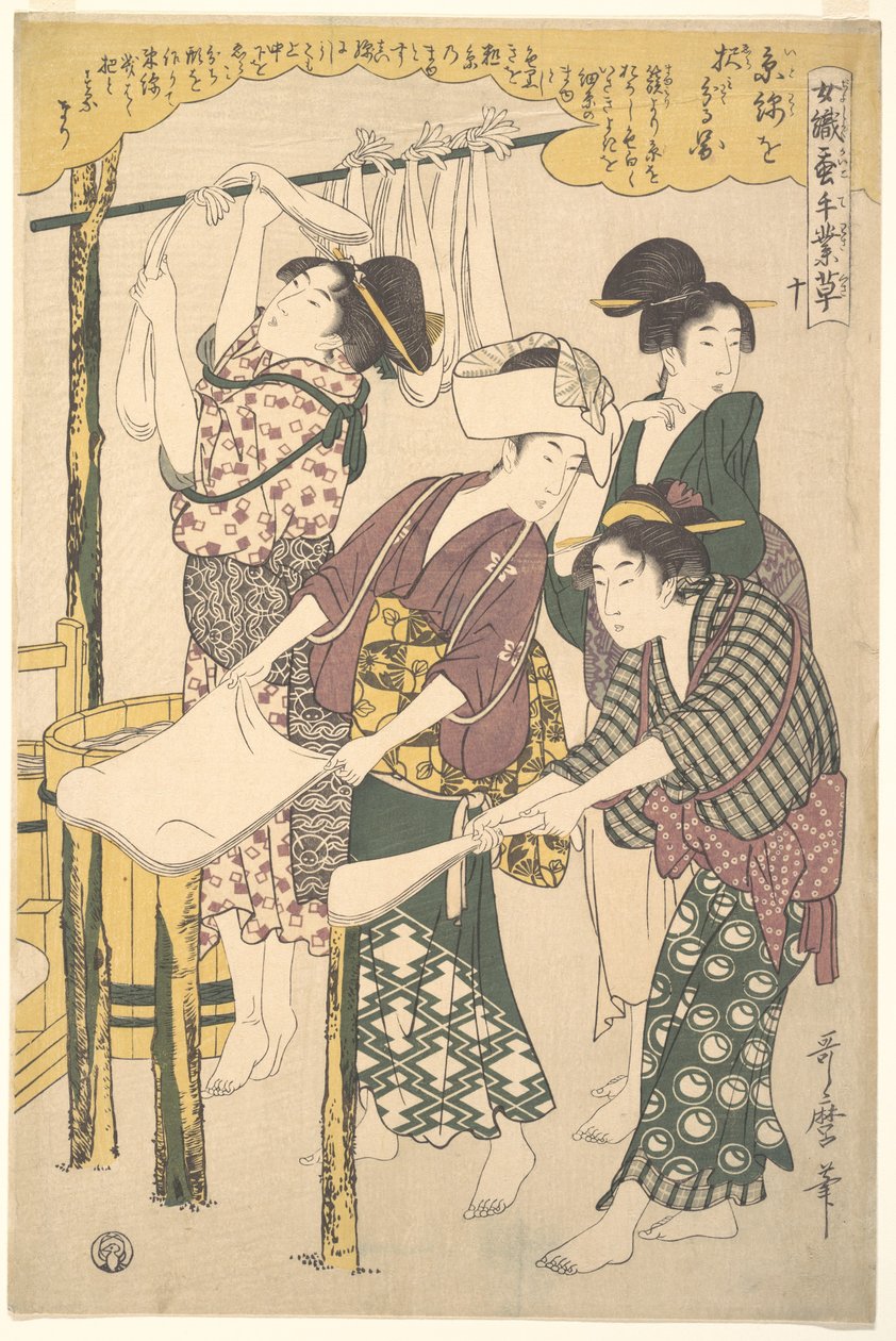 Silkkivanun valmistus tekijältä Kitagawa Utamaro
