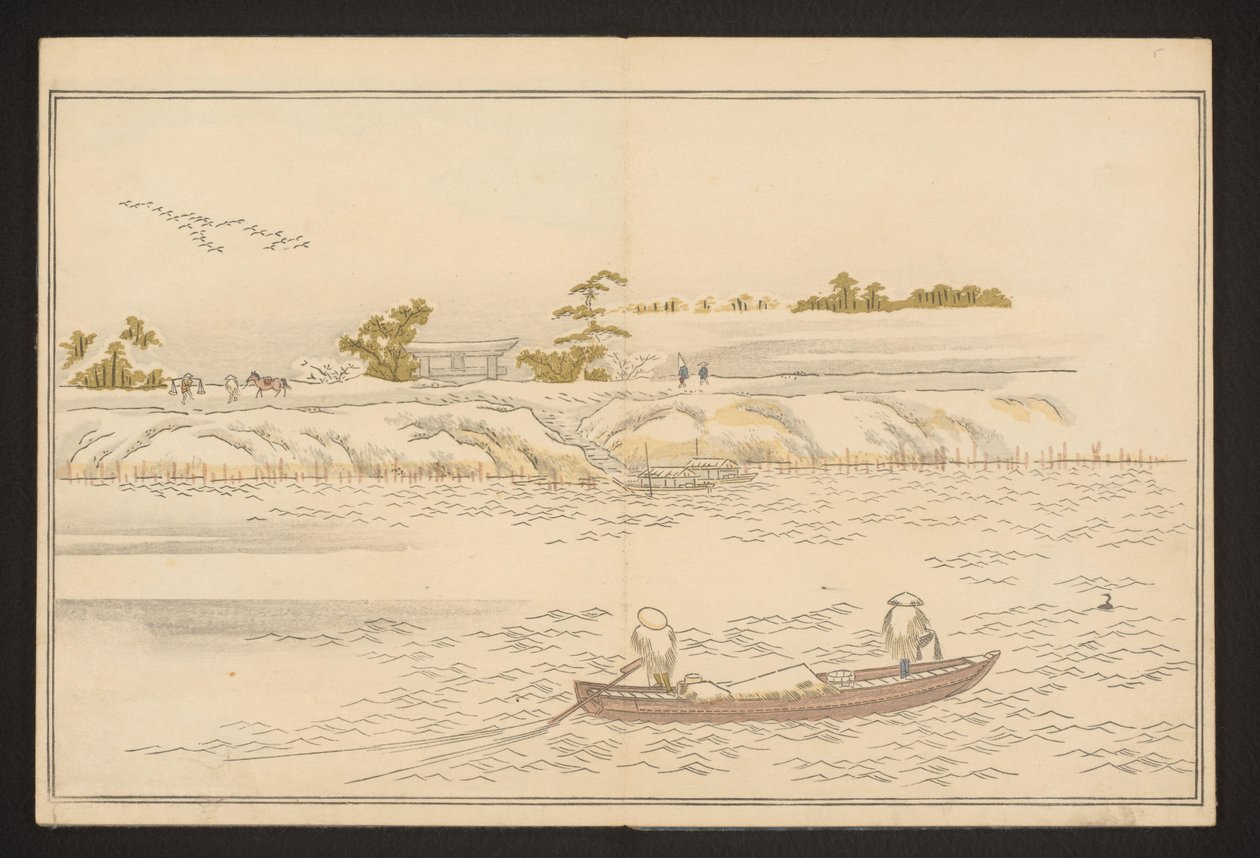 Sumida-joen rannat lumessa tekijältä Kitagawa Utamaro