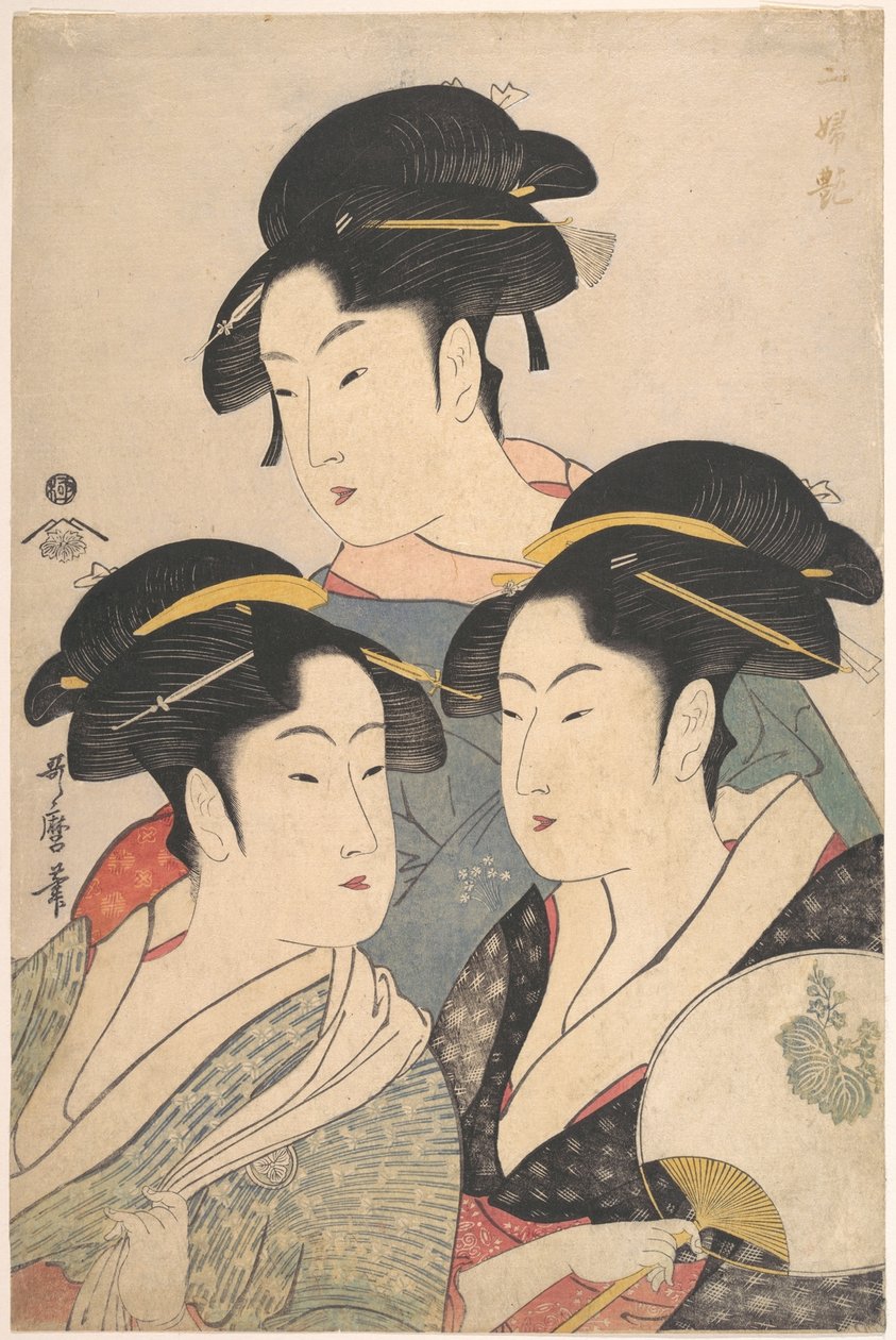 Kolme kaunotarta Kansei-kaudelta tekijältä Kitagawa Utamaro
