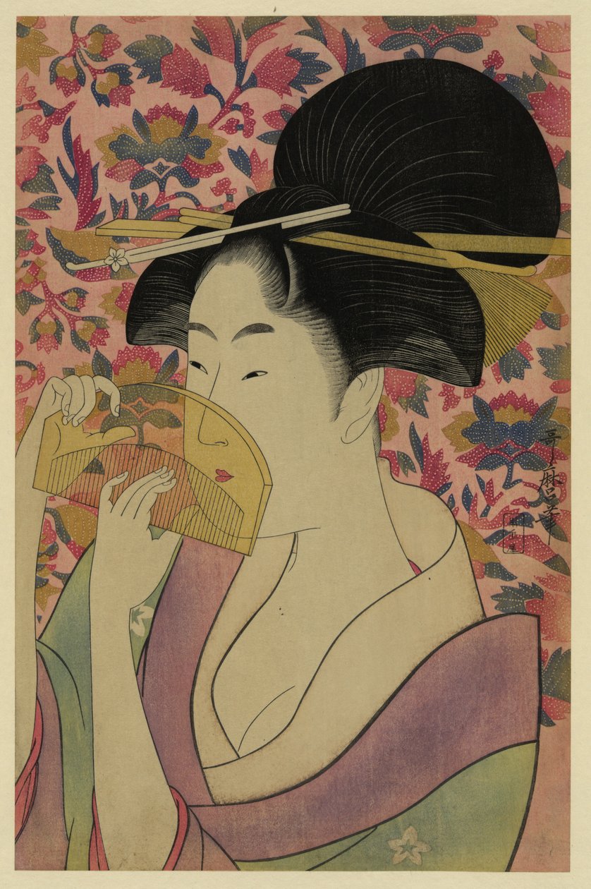 Läpinäkyvä kampa, 1780-luku tekijältä Kitagawa Utamaro