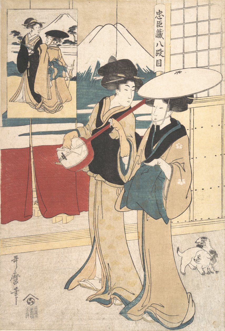 Kaksi Eta-luokan tori-oi-naismuusikkoa, 1700-luvun loppu - 1800-luvun alku. tekijältä Kitagawa Utamaro