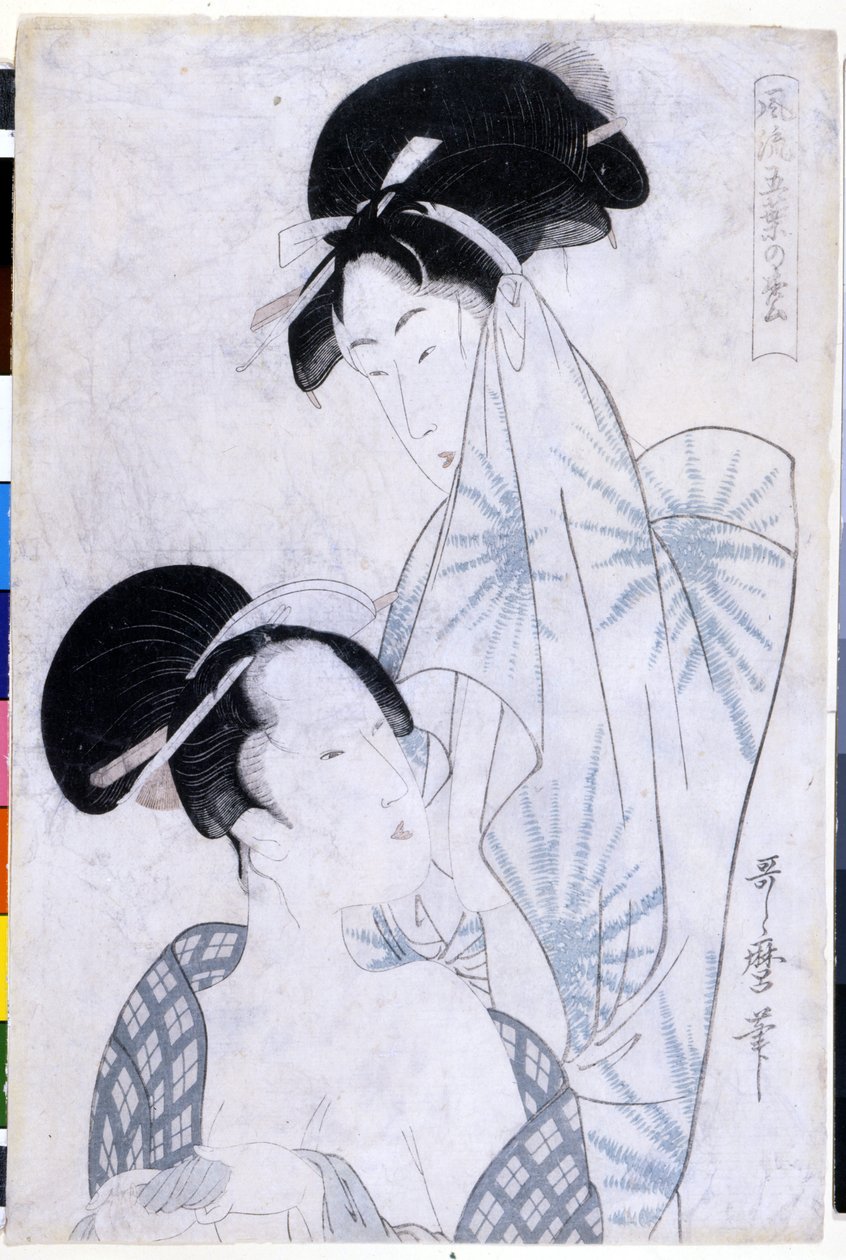 Kaksi naista poistumassa kylvystä. 1800. Taideteos: Utamaro KITAGAWA (1753-1806). tekijältä Kitagawa Utamaro