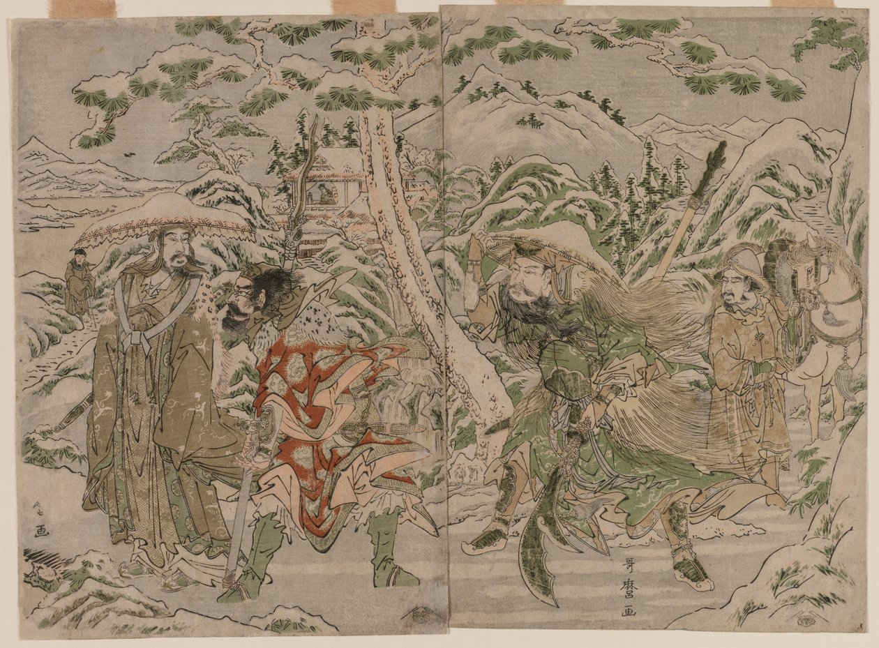 Talvikohtaus Kolmen kuningaskunnan romanssista tekijältä Kitagawa Utamaro