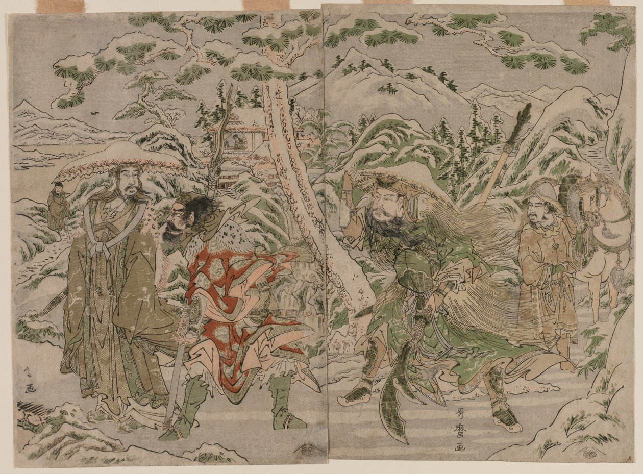 Talvikohtaus Kolmen kuningaskunnan romanssista, n. 1790. tekijältä Kitagawa Utamaro