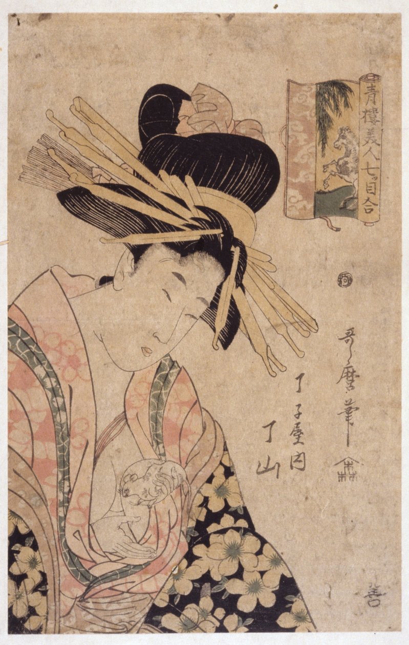 Nainen ja Valkoinen Hiiri tekijältä Kitagawa Utamaro
