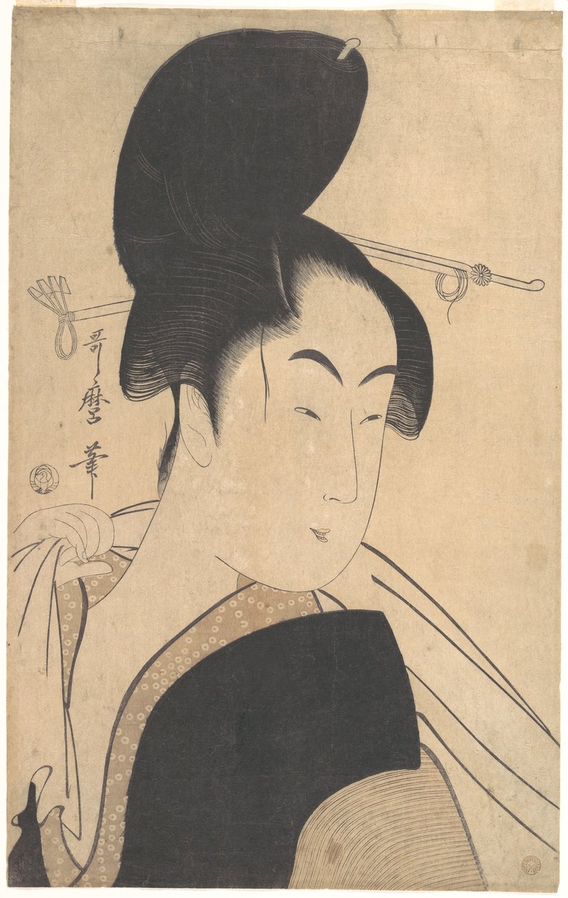 Nainen kylvyn jälkeen tekijältä Kitagawa Utamaro
