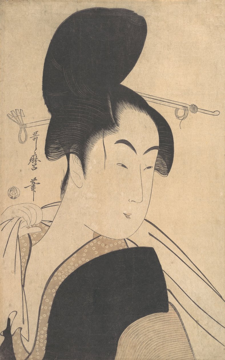 Nainen kylvyn jälkeen, n. 1795. tekijältä Kitagawa Utamaro