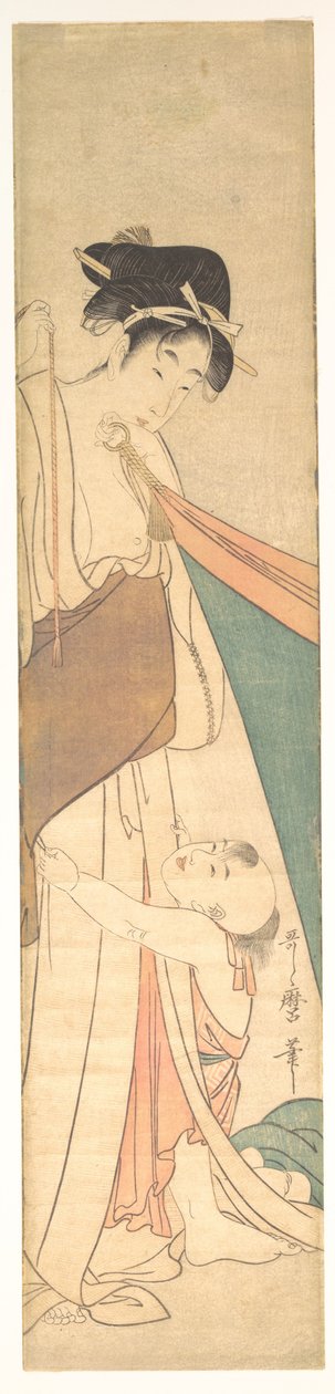 Frau und Kind tekijältä Kitagawa Utamaro