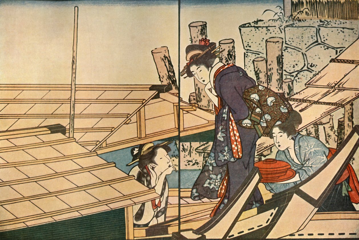 Naiset veneessä, 1801, 1924. tekijältä Kitagawa Utamaro