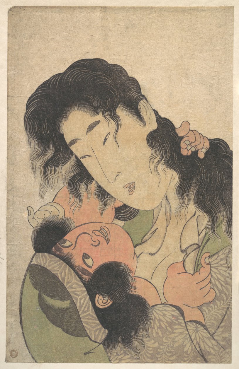 Yamauba leikkii Kintarōn kanssa tekijältä Kitagawa Utamaro