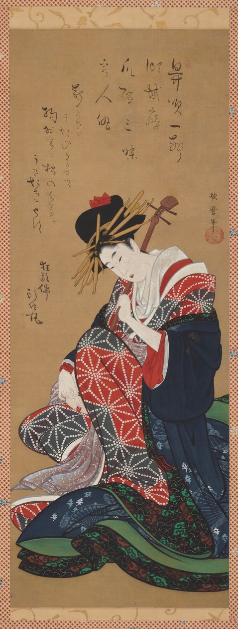 Shamisen Player, Edo-kausi, 1700-luvun loppu - 1800-luvun alku. tekijältä Kitagawa Utamaro II