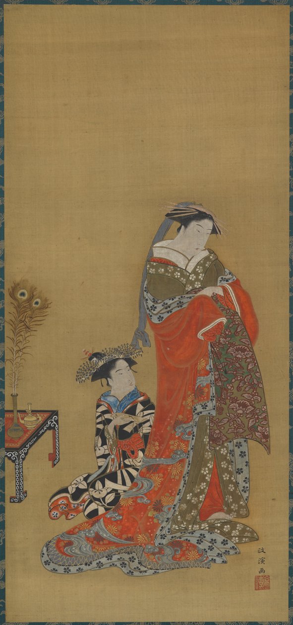 Kurtesaani ja hoitaja, 1700-luvun loppu - 1800-luvun alku. tekijältä Kitao Masanobu