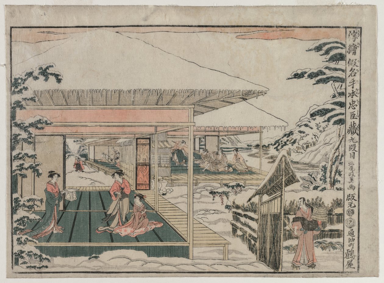 Chushingura: IX näytös sarjasta Perspective Pictures for The Treasure House of Loyalty, n. 179 tekijältä Kitao Masayoshi