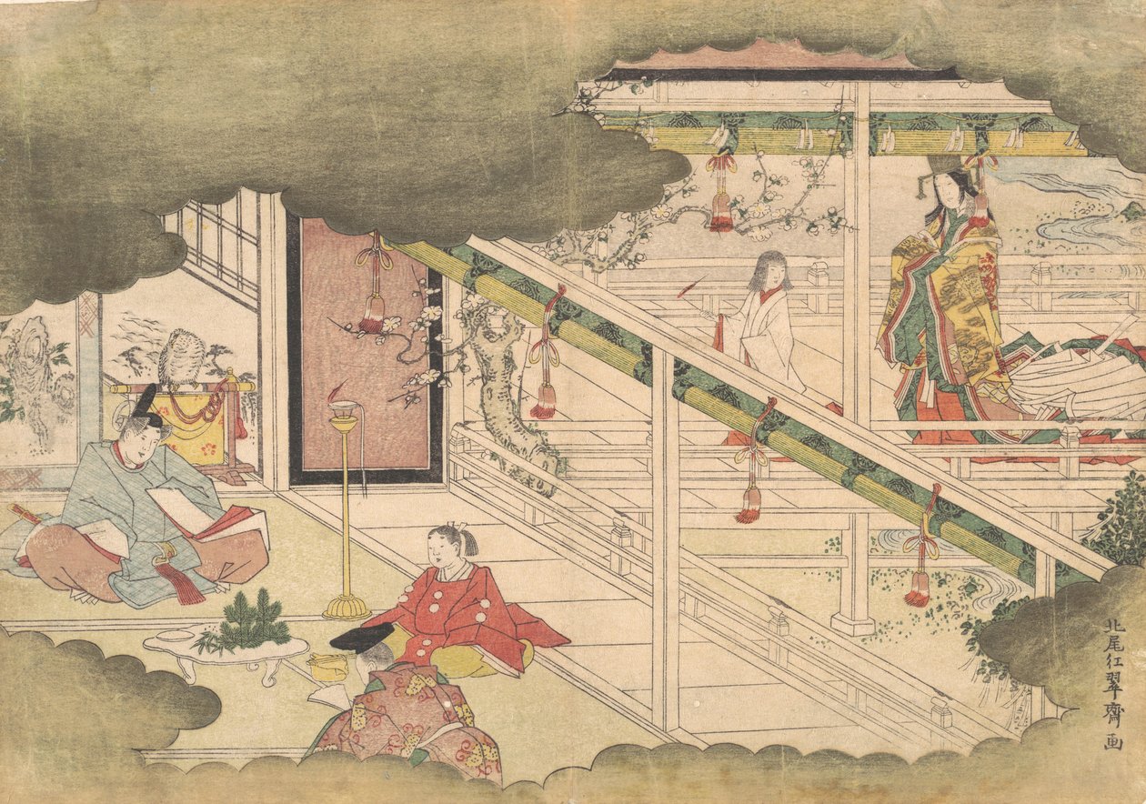 Tapaus Isen tarinoista Ise Monogatari, n. 1790. tekijältä Kitao Shigemasa