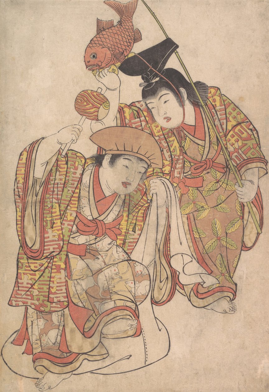 Boys Maquerading as Daikoku and Ebisu, ca. 1780. tekijältä Kitao Shigemasa