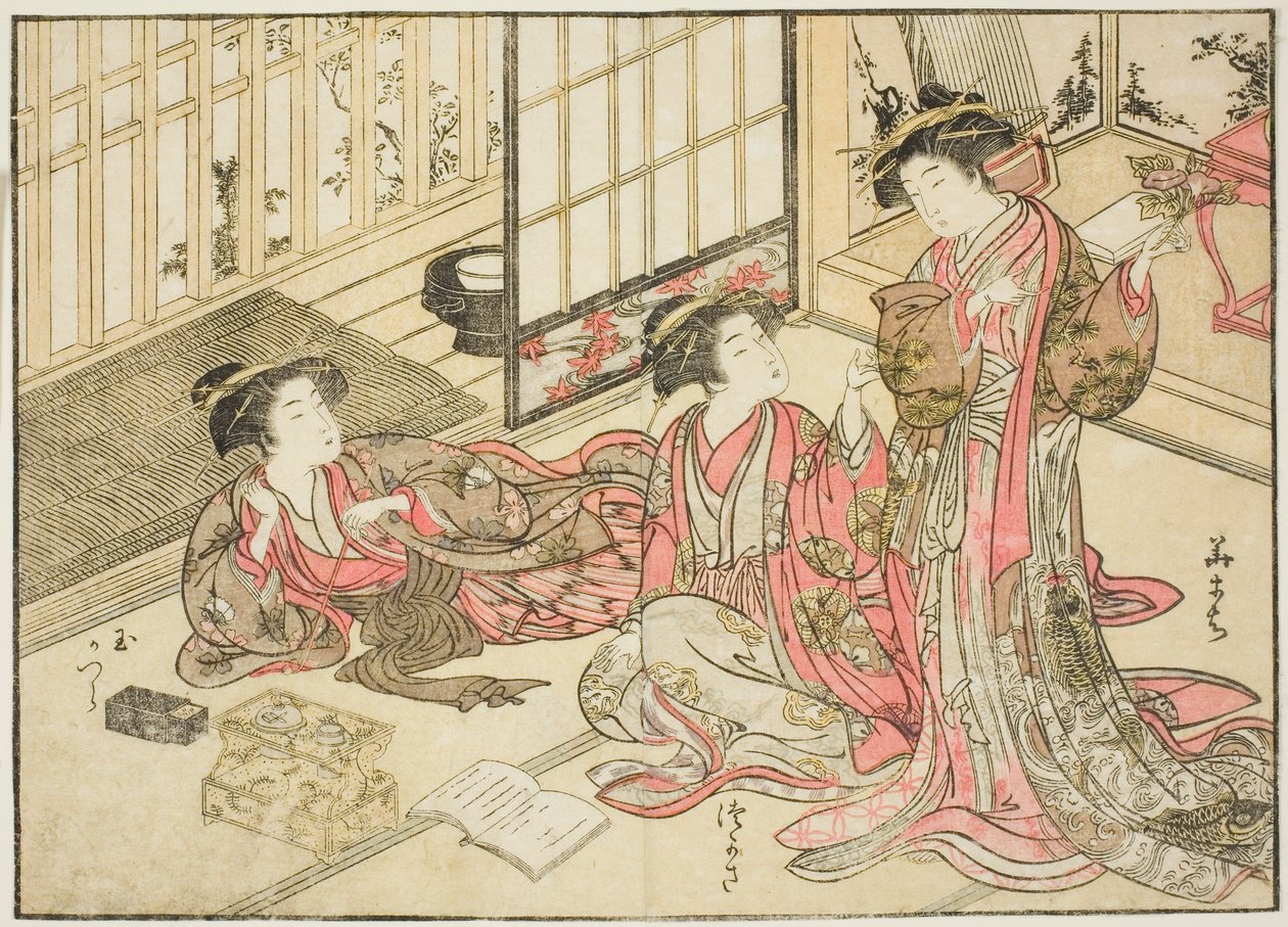Kado Daikokuyan kurtisaanit kirjasta "Mirror of Beautiful Women of the Pleasure Quarters (Seiro bijin awase sugata kagami)," voi. 2 tekijältä Kitao Shigemasa