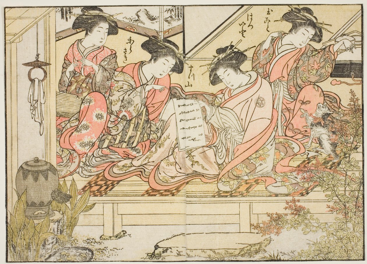 Matsubayan kurtisaanit kirjasta "Mirror of Beautiful Women of the Pleasure Quarters (Seiro bijin awase sugata kagami)," voi. 2 tekijältä Kitao Shigemasa
