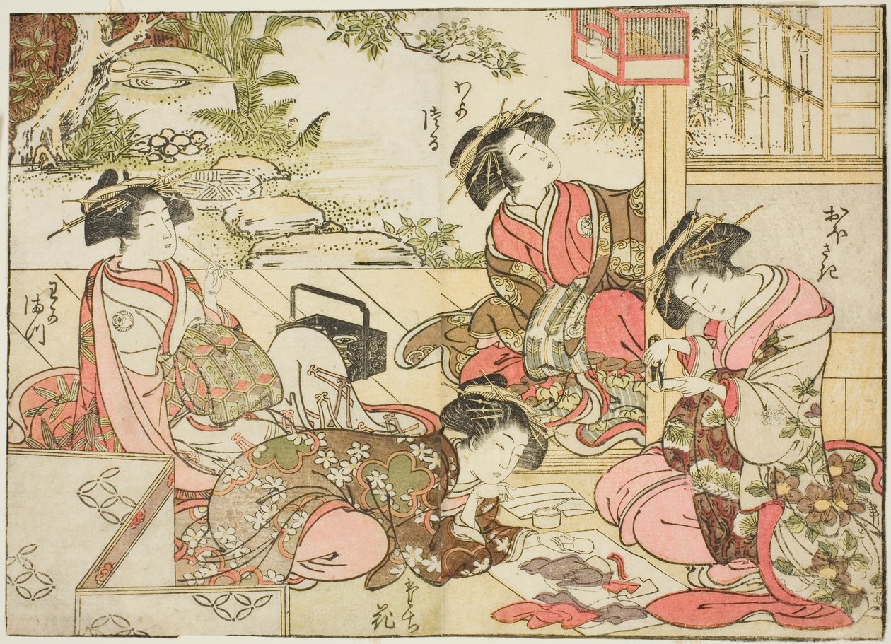 Otawarayan kurtisaanit kirjasta "Mirror of Beautiful Women of the Pleasure Quarters (Seiro bijin awase sugata kagami)," voi. 2 tekijältä Kitao Shigemasa