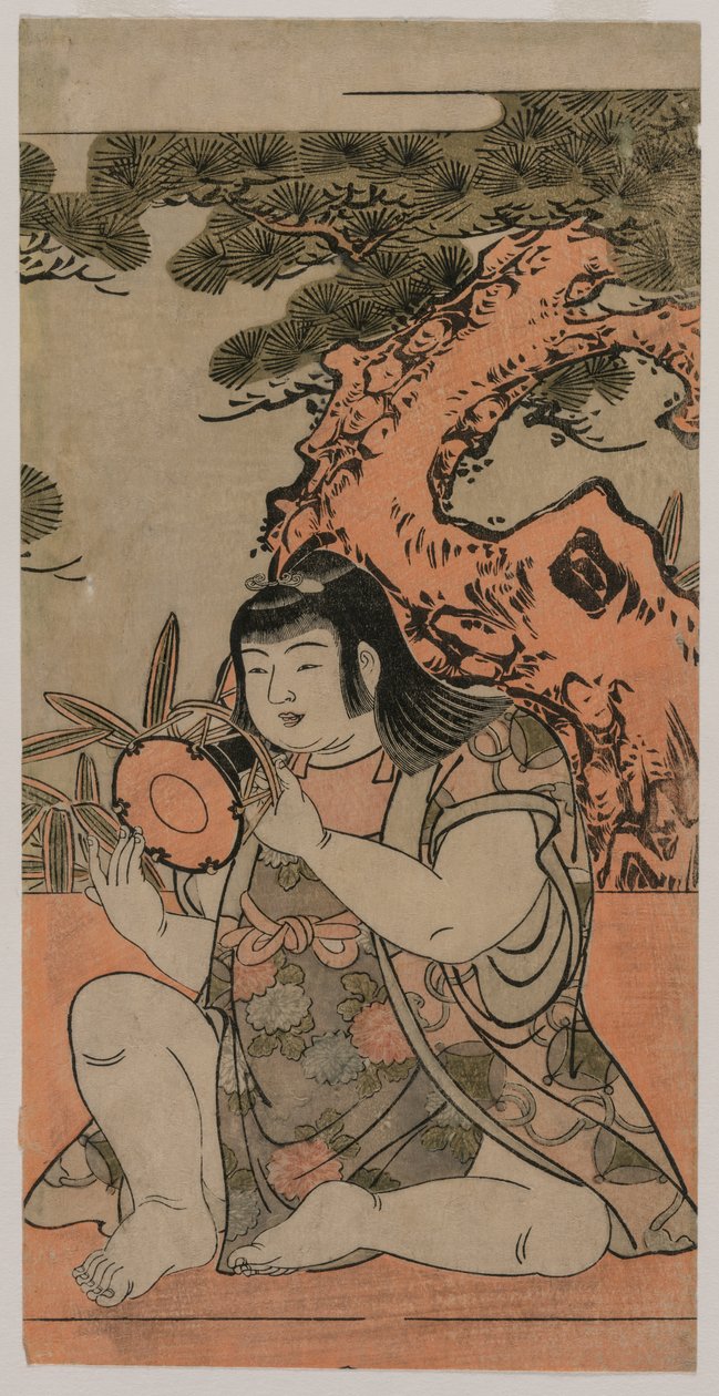 Nukke soittaa käsirumpua, 1770-luku. tekijältä Kitao Shigemasa