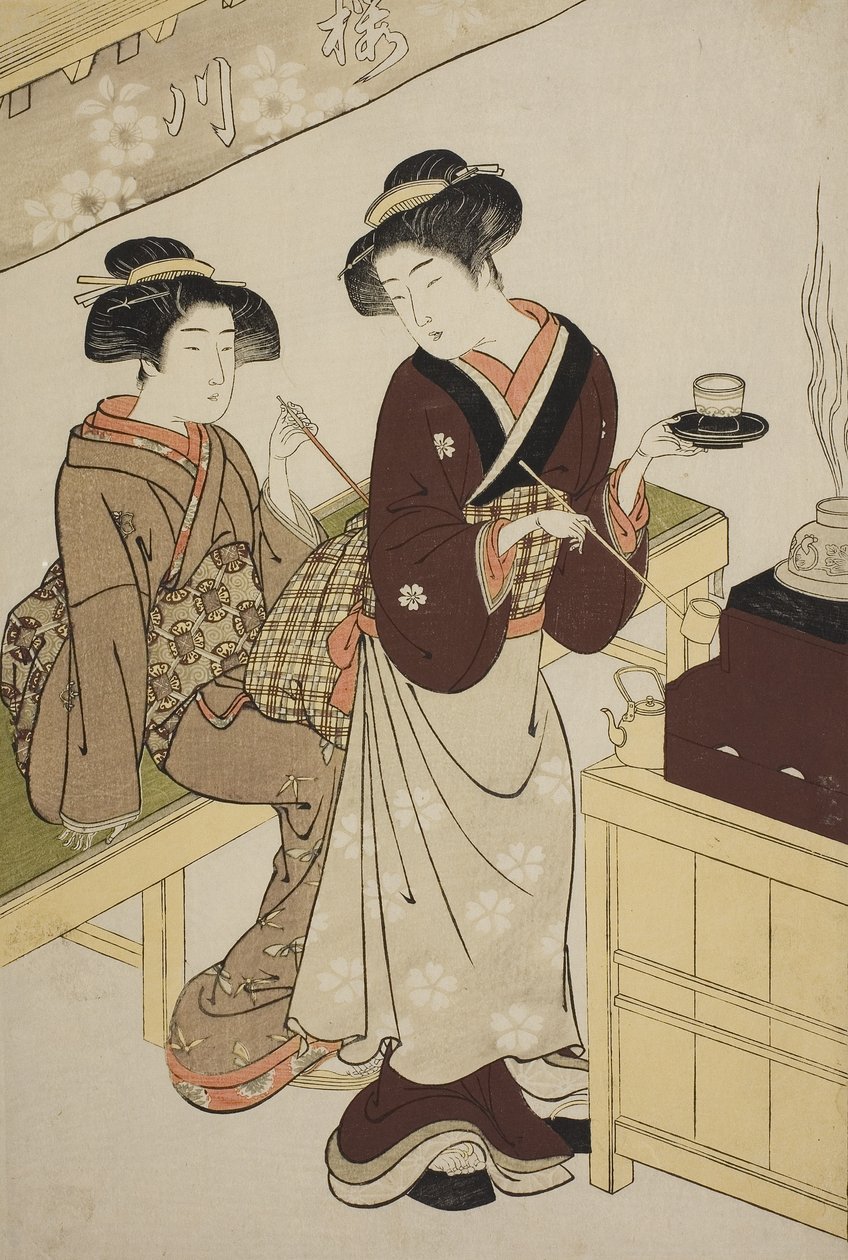 Sakuragawa Teahouse, n. 1777 tekijältä Kitao Shigemasa
