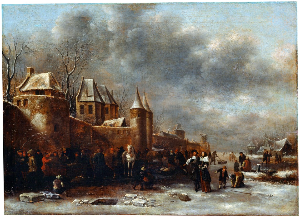 Linna joen rannalla, 1600-luku tekijältä Klaes Molenaer