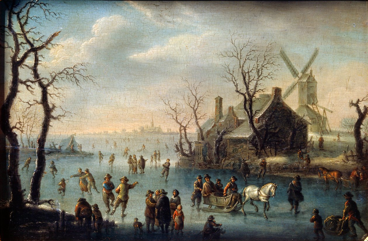 Luistelijat, 1600-luku. tekijältä Klaes Molenaer
