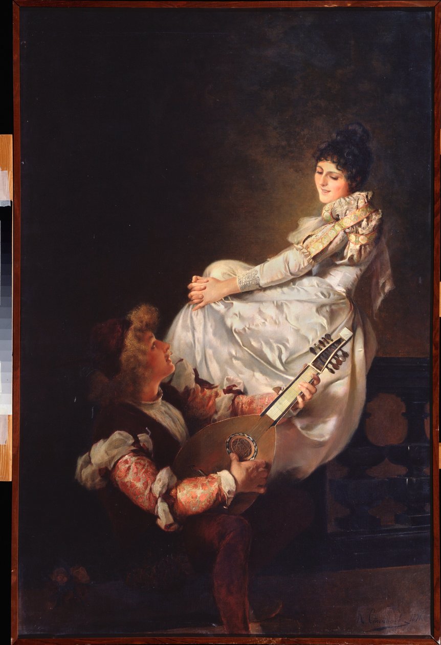 A Love Song (A Love Song) - Klavdi Stepanovitš Stepanovin (1854-1910) maalaus, öljy kankaalle tekijältä Klavdi Petrovich Stepanov